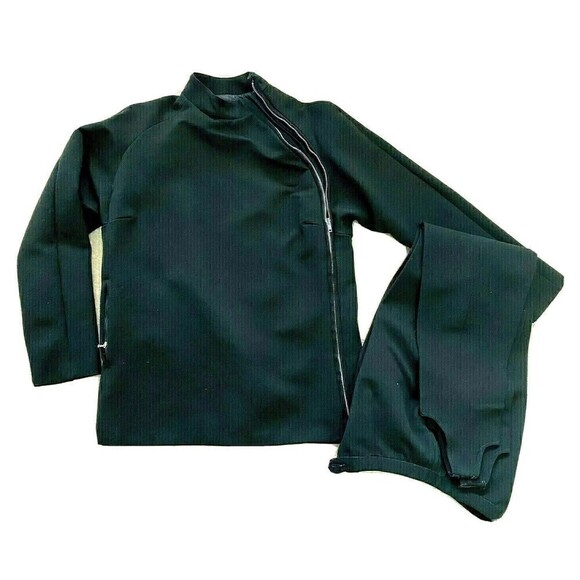 Retro Vintage Womens Black Ski Jacket & Stirrup Pants Sz 10 70s 80s Y2K Snowsuit - Picture 1 of 9